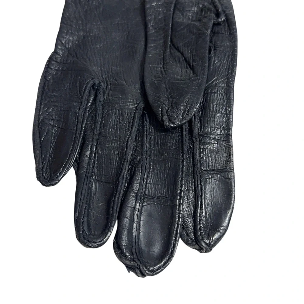 Womens Vintage Deerskin Gloves Scalloped Edge Size 6.5 Unlined Gift